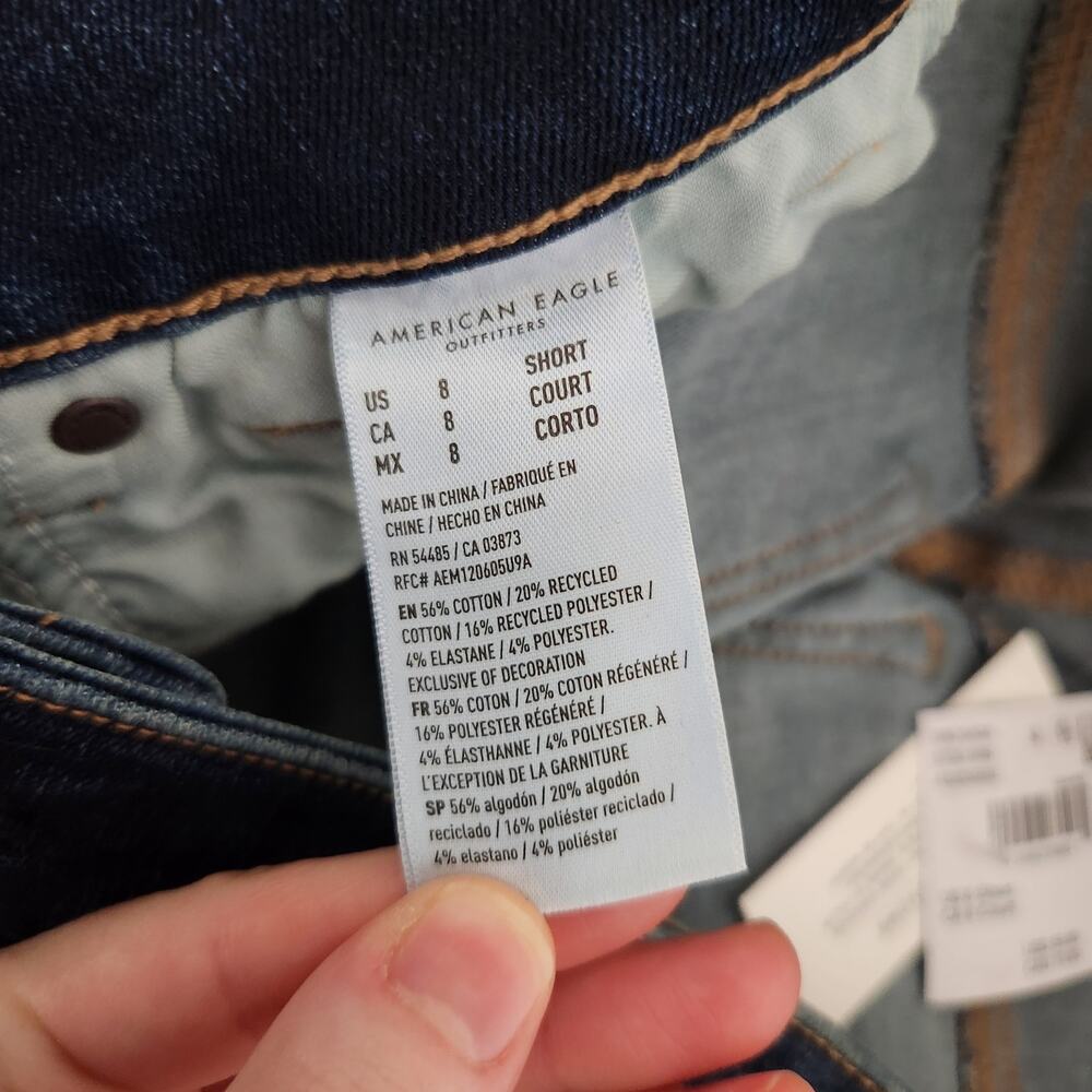 American Eagle Stretch Denim Blue Skinny Kick Bootcut Flare Jeans Size 8 Short - Picture 6 of 8